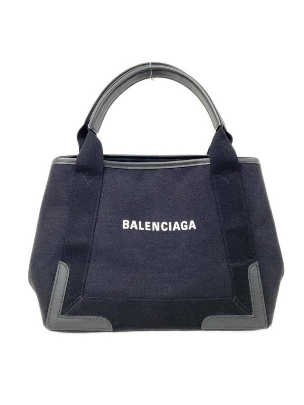 Balenciaga Tote Bag Navy Cabas S Black Leather